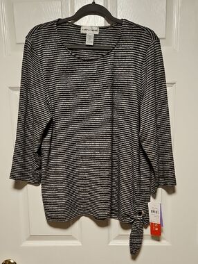 Cathy Daniels Striped Grommet Tie Top
